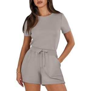 imageANRABESS Romper for Women Short Sleeve Summer Tshirt One Piece Jumpsuit Beach Vacation Travel Outfits 2025 Dressy ClothesLight Khaki