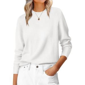 imageANRABESS Sweaters for Women Short Length Loose Fit Lightweight Long Sleeve Crewneck Knit Basic Sweater 2025 Fall OutfitsWhite