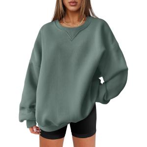 imageANRABESS Womens Oversized Sweatshirts Hoodies Crewneck Fleece Pullover Sweaters 2025 Fall Outfits Teen Girls Winter ClothesLightgreen