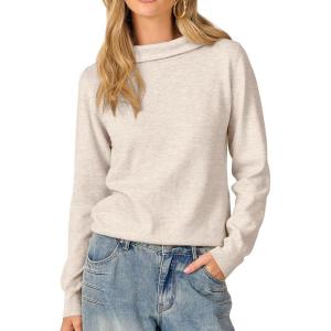 imageANRABESS Womens Turtleneck Long Sleeve Lightweight Casual Fall Sweaters 2025Almond