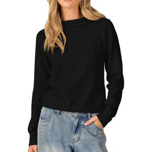 imageANRABESS Womens Turtleneck Long Sleeve Lightweight Casual Fall Sweaters 2025Black