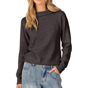imageANRABESS Womens Turtleneck Long Sleeve Lightweight Casual Fall Sweaters 2025Deep Taupe
