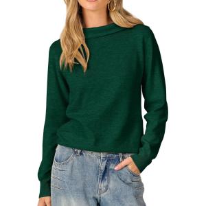 imageANRABESS Womens Turtleneck Long Sleeve Lightweight Casual Fall Sweaters 2025Forest Green