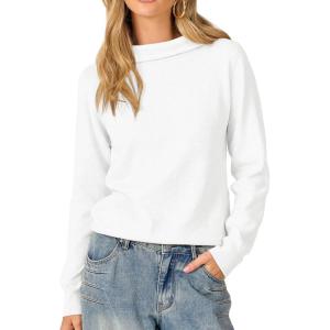 imageANRABESS Womens Turtleneck Long Sleeve Lightweight Casual Fall Sweaters 2025White