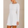 imageANRABESS Womens Long Sleeve ALine Mini Dress 2025 Fall Boat Neck Semi Formal Fit and Flare Casual Business Short DressesWhite