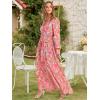 imageANRABESS Womens Long Sleeve Floral Maxi Dress Boho Flowy Wrap Slit V Neck Beach Fall Wedding Guest Party Vacation DressesGrey Pink Floral