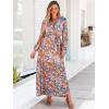 imageANRABESS Womens Long Sleeve Floral Maxi Dress Boho Flowy Wrap Slit V Neck Beach Fall Wedding Guest Party Vacation DressesOrange Pink Floral