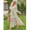 imageANRABESS Womens Long Sleeve Floral Maxi Dress Boho Flowy Wrap Slit V Neck Beach Fall Wedding Guest Party Vacation DressesYellow Red Floral