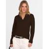 imageANRABESS Womens Polo V Neck Long Sleeve Sweaters Lightweight Dressy Casual Business Basic Knit Pullover Top 2025 Fall OutfitsCoffee