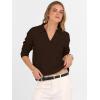 imageANRABESS Womens Polo V Neck Long Sleeve Sweaters Lightweight Dressy Casual Business Basic Knit Pullover Top 2025 Fall OutfitsCoffee