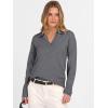 imageANRABESS Womens Polo V Neck Long Sleeve Sweaters Lightweight Dressy Casual Business Basic Knit Pullover Top 2025 Fall OutfitsDark Gray