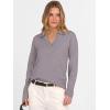 imageANRABESS Womens Polo V Neck Long Sleeve Sweaters Lightweight Dressy Casual Business Basic Knit Pullover Top 2025 Fall OutfitsNutmeg