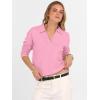 imageANRABESS Womens Polo V Neck Long Sleeve Sweaters Lightweight Dressy Casual Business Basic Knit Pullover Top 2025 Fall OutfitsPink