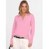 imageANRABESS Womens Polo V Neck Long Sleeve Sweaters Lightweight Dressy Casual Business Basic Knit Pullover Top 2025 Fall OutfitsPink