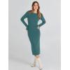 imageANRABESS Womens Long Sleeve Sweater Dress 2025 Fall Crewneck Bodycon Stretch Ribbed Knit Slim Fit Midi Dresses Trendy OutfitsGreen Blue