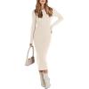 imageANRABESS Womens Long Sleeve Sweater Dress 2025 Fall Crewneck Bodycon Stretch Ribbed Knit Slim Fit Midi Dresses Trendy OutfitsBeige