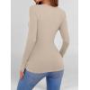 imageANRABESS Women Long Sleeve Shirts Builtin Bra Crewneck Rib Knit Slim Fit Basic Tee Tops 2025 Fall Casual TShirt Base LayerBeige