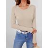 imageANRABESS Women Long Sleeve Shirts Builtin Bra Crewneck Rib Knit Slim Fit Basic Tee Tops 2025 Fall Casual TShirt Base LayerBeige