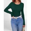 imageANRABESS Women Long Sleeve Shirts Builtin Bra Crewneck Rib Knit Slim Fit Basic Tee Tops 2025 Fall Casual TShirt Base LayerDeep Green