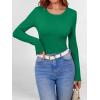 imageANRABESS Women Long Sleeve Shirts Builtin Bra Crewneck Rib Knit Slim Fit Basic Tee Tops 2025 Fall Casual TShirt Base LayerGreen