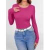 imageANRABESS Women Long Sleeve Shirts Builtin Bra Crewneck Rib Knit Slim Fit Basic Tee Tops 2025 Fall Casual TShirt Base LayerHot Pink