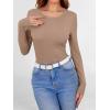 imageANRABESS Women Long Sleeve Shirts Builtin Bra Crewneck Rib Knit Slim Fit Basic Tee Tops 2025 Fall Casual TShirt Base LayerLight Camel
