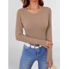 imageANRABESS Women Long Sleeve Shirts Builtin Bra Crewneck Rib Knit Slim Fit Basic Tee Tops 2025 Fall Casual TShirt Base LayerLight Camel