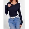 imageANRABESS Women Long Sleeve Shirts Builtin Bra Crewneck Rib Knit Slim Fit Basic Tee Tops 2025 Fall Casual TShirt Base LayerNavy Blue