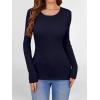 imageANRABESS Women Long Sleeve Shirts Builtin Bra Crewneck Rib Knit Slim Fit Basic Tee Tops 2025 Fall Casual TShirt Base LayerNavy Blue