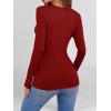 imageANRABESS Women Long Sleeve Shirts Builtin Bra Crewneck Rib Knit Slim Fit Basic Tee Tops 2025 Fall Casual TShirt Base LayerRed