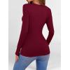 imageANRABESS Women Long Sleeve Shirts Builtin Bra Crewneck Rib Knit Slim Fit Basic Tee Tops 2025 Fall Casual TShirt Base LayerWine Red