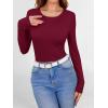 imageANRABESS Women Long Sleeve Shirts Builtin Bra Crewneck Rib Knit Slim Fit Basic Tee Tops 2025 Fall Casual TShirt Base LayerWine Red
