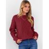 imageANRABESS Women Oversized Chunky Cable Knitted Vintage Sweater 2025 Fall Winter OutfitsDeep Red