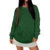 imageANRABESS Women Oversized Chunky Cable Knitted Vintage Sweater 2025 Fall Winter OutfitsGreen