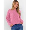 imageANRABESS Women Oversized Chunky Cable Knitted Vintage Sweater 2025 Fall Winter OutfitsPink