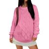 imageANRABESS Women Oversized Chunky Cable Knitted Vintage Sweater 2025 Fall Winter OutfitsPink