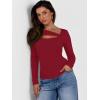 imageANRABESS Womens Cutout Tops Trendy Sexy Long Sleeve Shirts Ribbed Slim Fit Tee 2025 Fall Fashion Going Out Tshirts ClothesRed