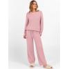 imageANRABESS Womens Fuzzy Fleece Lounge Pajama Set 2 Piece Outfits Long Sleeve Top Sweater Pants Loungewear Pj Sets 2025 FallBlush Pink