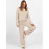 imageANRABESS Womens Fuzzy Fleece Lounge Pajama Set 2 Piece Outfits Long Sleeve Top Sweater Pants Loungewear Pj Sets 2025 FallLight Khaki