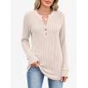 imageANRABESS Womens Long Sleeve Henley Shirts 2025 Fall Tunic Tops Ribbed Knit Lightweight Sweaters Dressy Casual Blouse OutfitsLight Khaki