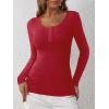 imageANRABESS Womens Long Sleeve Henley Tops Ribbed Knit Slim Fitted Trendy T Shirt Basic Tees Layer 2025 Fall Fashion OutfitsBright Red