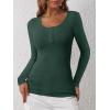 imageANRABESS Womens Long Sleeve Henley Tops Ribbed Knit Slim Fitted Trendy T Shirt Basic Tees Layer 2025 Fall Fashion OutfitsForest Green