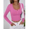 imageANRABESS Womens Long Sleeve Henley Tops Ribbed Knit Slim Fitted Trendy T Shirt Basic Tees Layer 2025 Fall Fashion OutfitsHot Pink