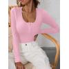 imageANRABESS Womens Long Sleeve Henley Tops Ribbed Knit Slim Fitted Trendy T Shirt Basic Tees Layer 2025 Fall Fashion OutfitsPink