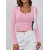 imageANRABESS Womens Long Sleeve Henley Tops Ribbed Knit Slim Fitted Trendy T Shirt Basic Tees Layer 2025 Fall Fashion OutfitsPink