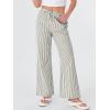 imageANRABESS Womens Striped Gingham Pants 2025 Fall Pajama Lounge Boxer Pants Casual Wide Leg Drawstring PJ Bottoms TrousersGreen White Stripe