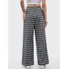 imageANRABESS Womens Striped Gingham Pants 2025 Fall Pajama Lounge Boxer Pants Casual Wide Leg Drawstring PJ Bottoms TrousersMulti Black Plaid