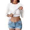 imageANRABESS Women Long Sleeve Shirts Builtin Bra Crewneck Rib Knit Slim Fit Basic Tee Tops 2025 Fall Casual TShirt Base LayerWhite