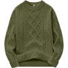 imageANRABESS Women Oversized Chunky Cable Knitted Vintage Sweater 2025 Fall Winter OutfitsArmy Green