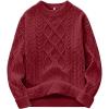 imageANRABESS Women Oversized Chunky Cable Knitted Vintage Sweater 2025 Fall Winter OutfitsDeep Red